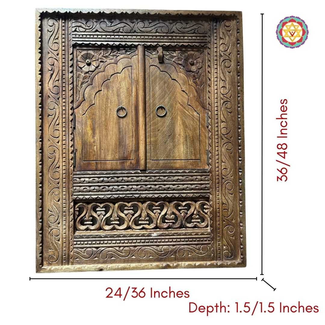 Carved Wooden Wall Jharokha, Jharokha Window, Vintage and Antique Style