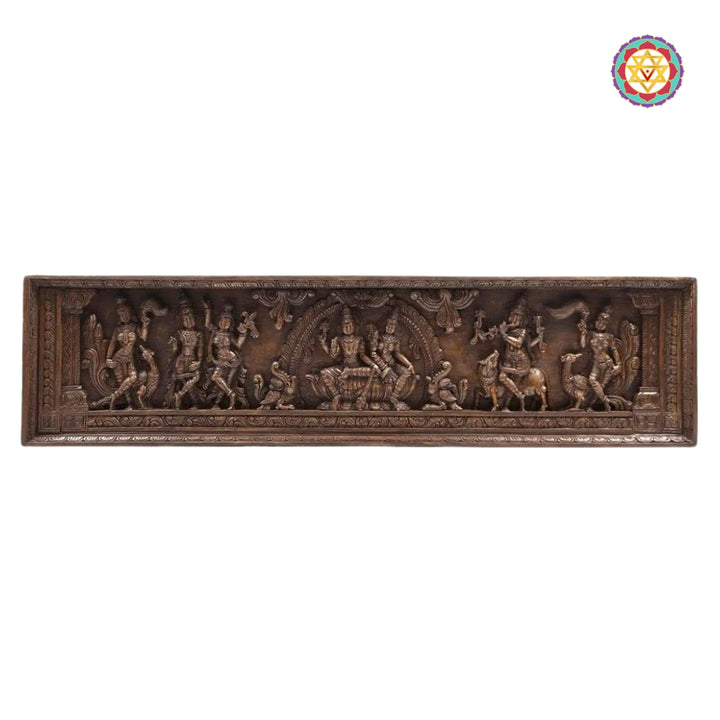 Central close-up of Lord Vishnu and Lakshmi seated on a lotus