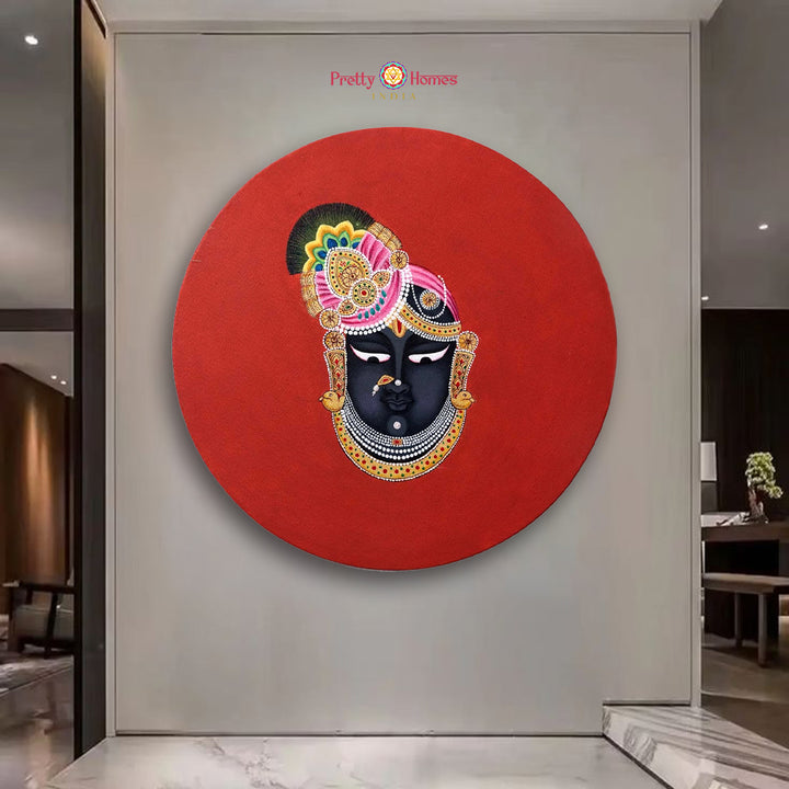 Round Hand-Painted Pichwai Wall Plate – Shrinathji Mukharvind