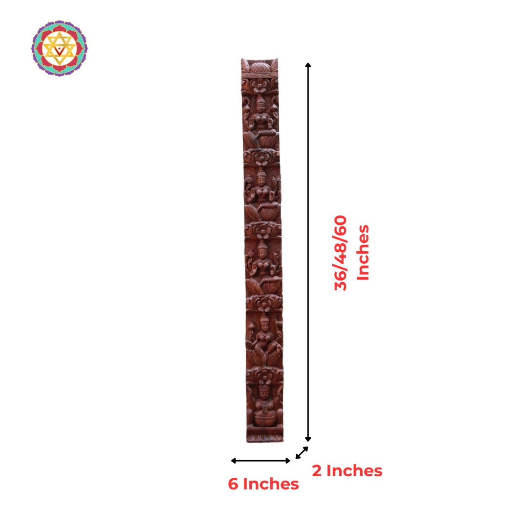 woodcarved lakshmi frame with ornate temple design and floral motifs