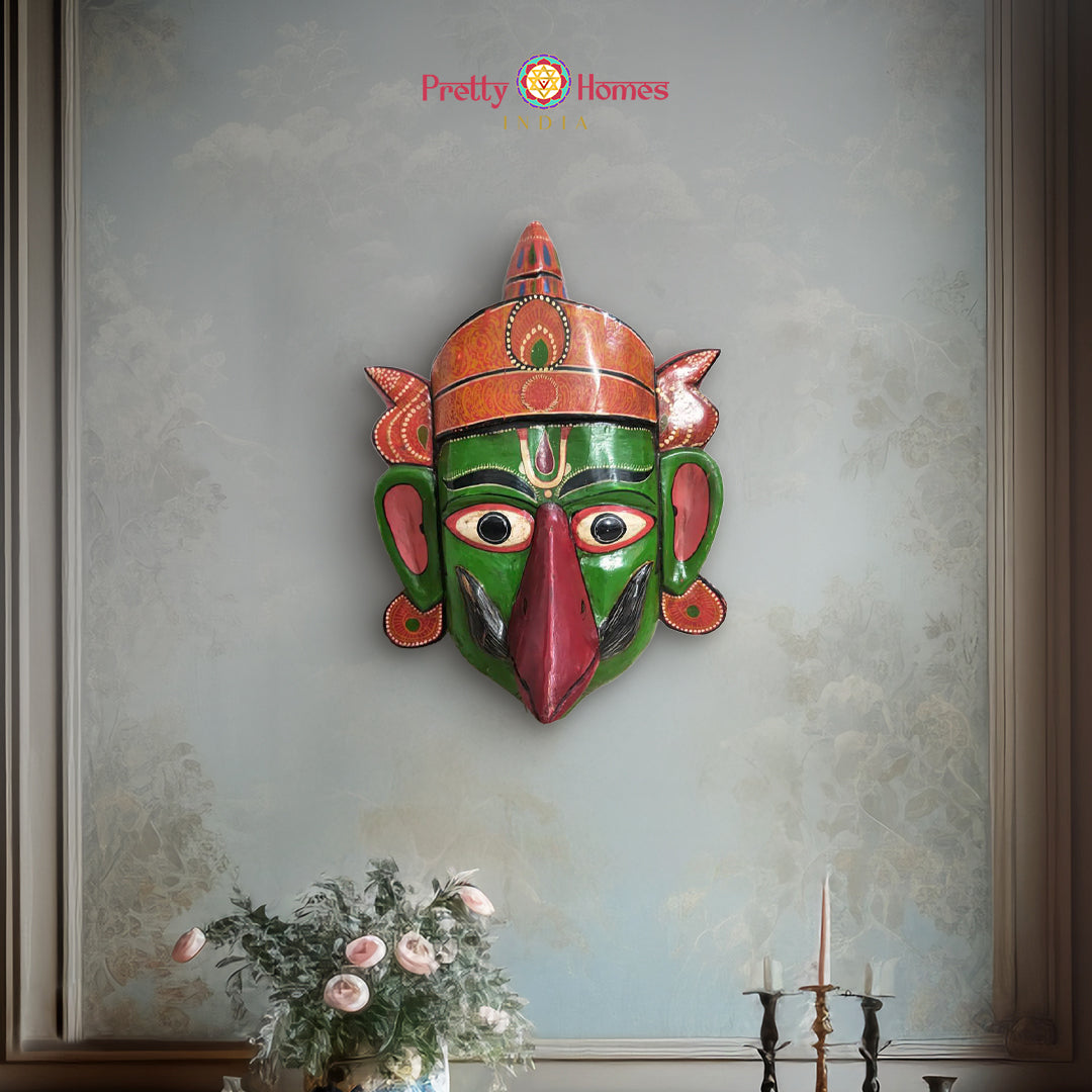 Handcrafted vintage Garuda wooden wall hanging mask