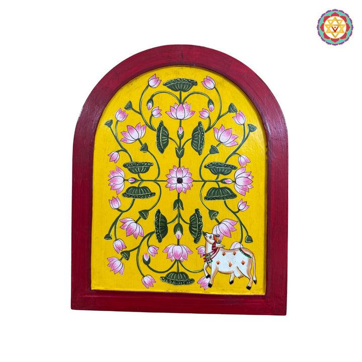 Arched Pichwai Wooden Frame – Handpainted & Ready to Hang