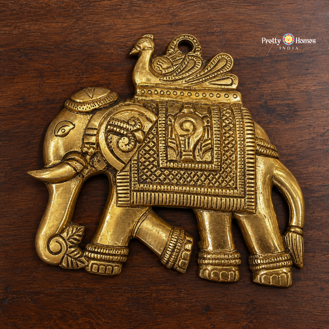 Brass Chariot Elephant Wall Hanging