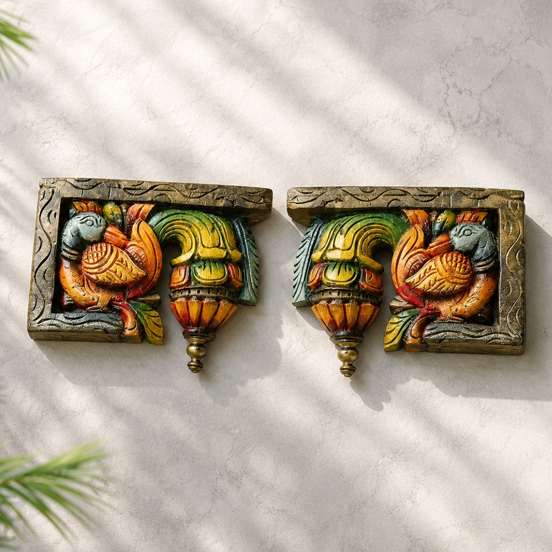 Woodcarved Bodhil Bracket with Swans (Annam) – Single