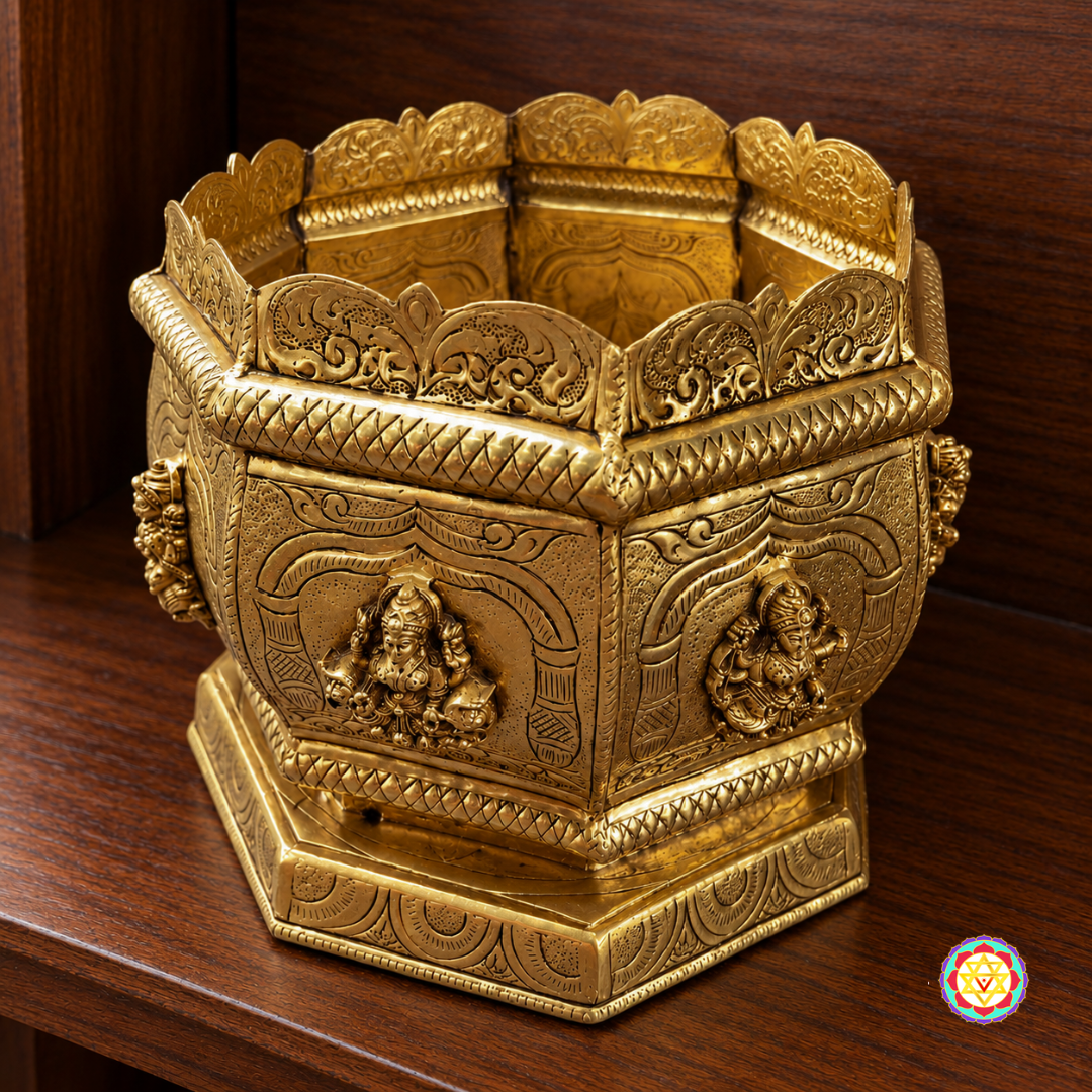 Crafted Ashtalakshmi Design Tulsi Vrinda Pot