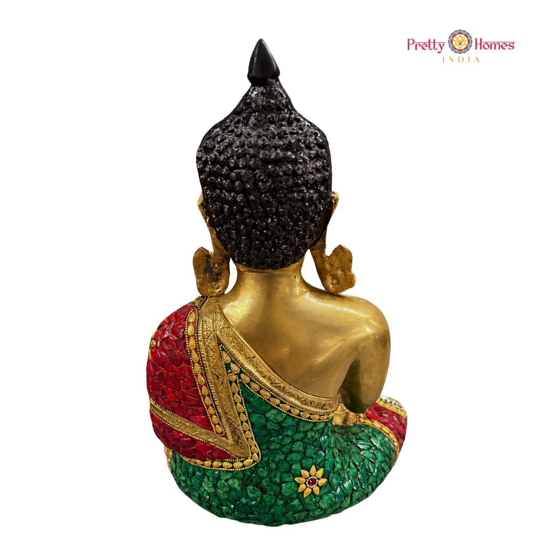 Multicoloured Stone-Studded Brass Statue
