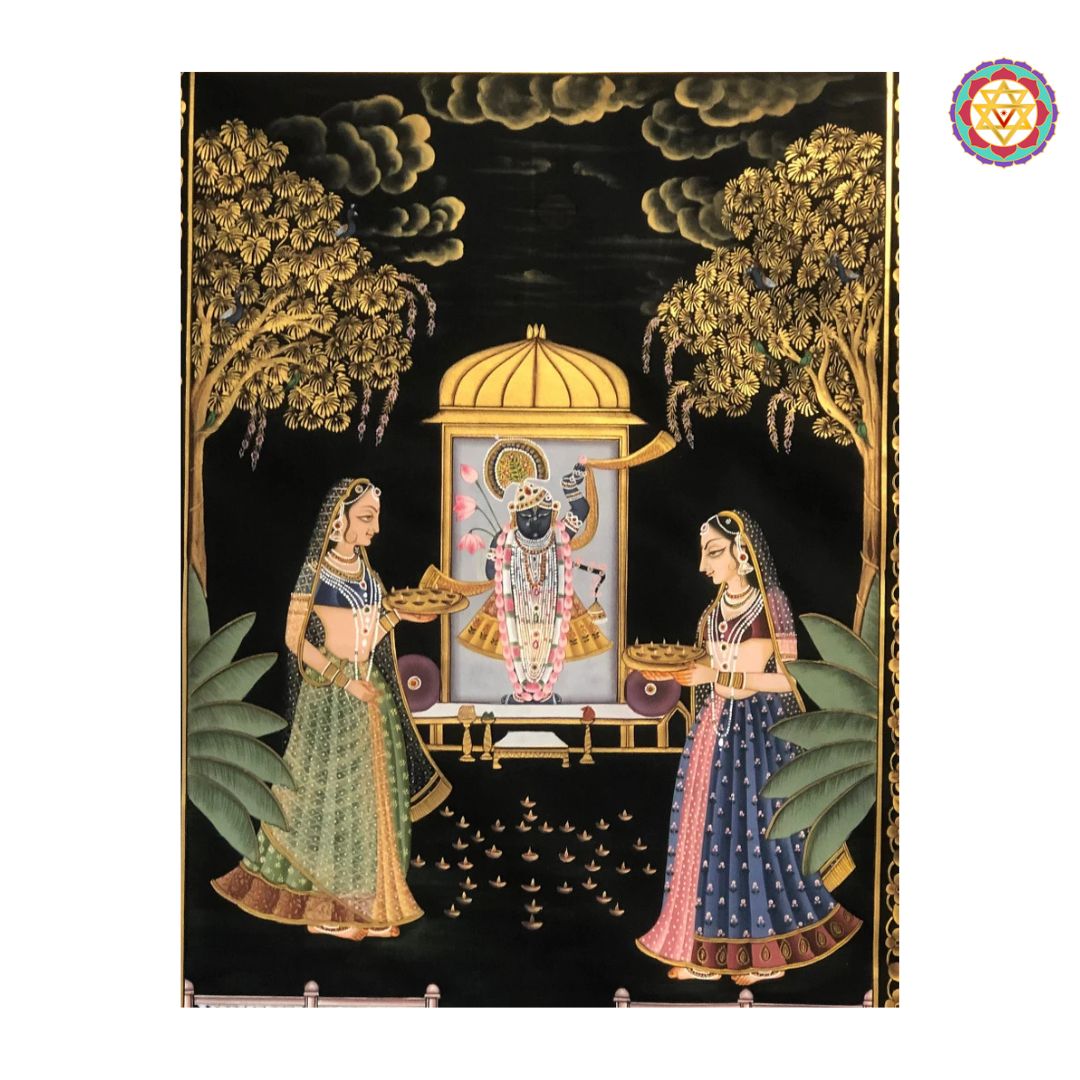 intricate lamp patterns in shreenathji deep utsav painting