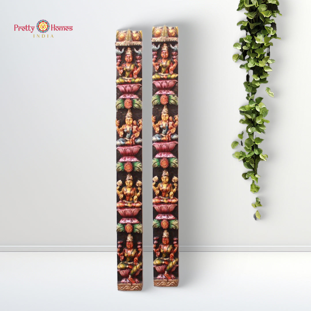 mahogany wood dashavatar wall art showcasing indian temple style carving