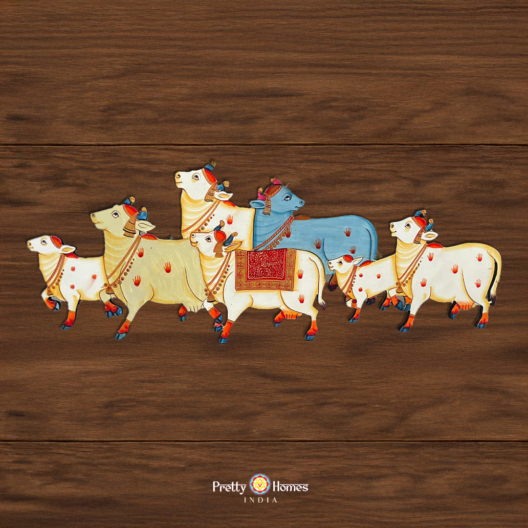 pichwai cow mdf cutouts set handpainted traditional cow artwork