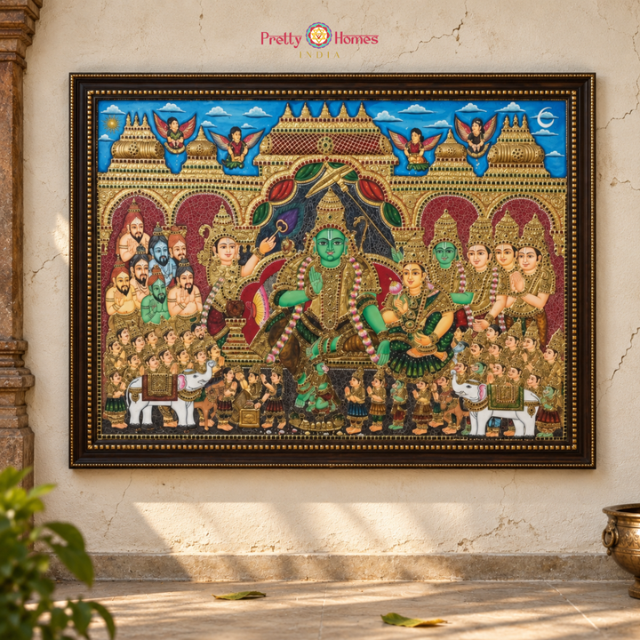 Handmade tangore painting -Vishnu /ramdarbar