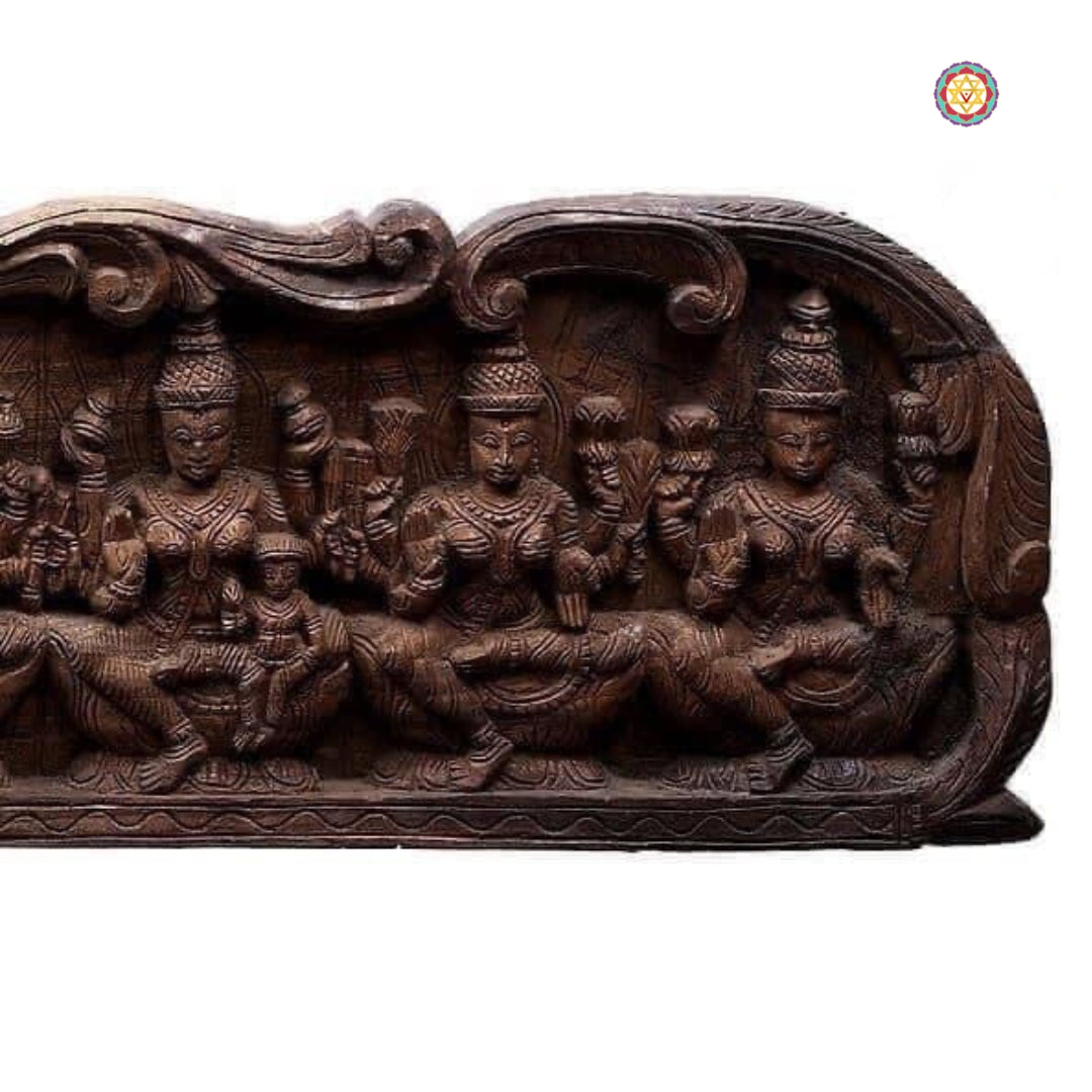 Traditional Ashtalaxmi panel — handcrafted goddess wooden wall art.