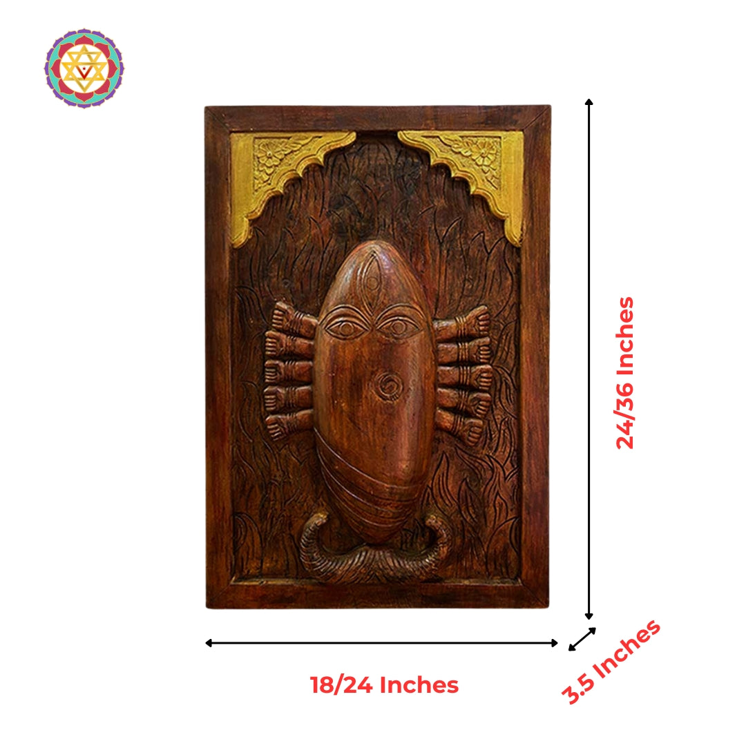 Wood carved Linga Bhairavi Frame. The Divine Feminine.