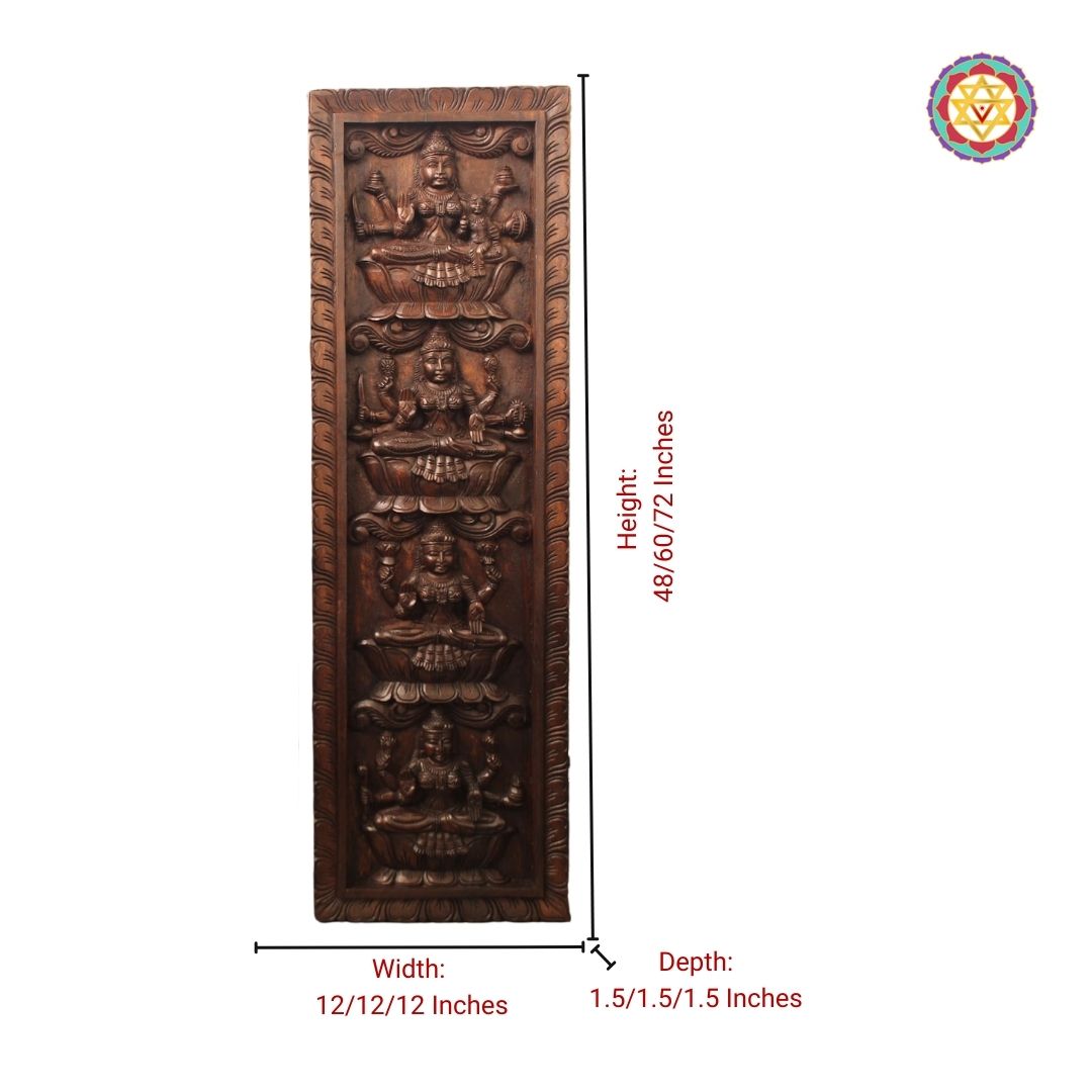 vertical goddess panel detailed view highlighting handcarved patterns