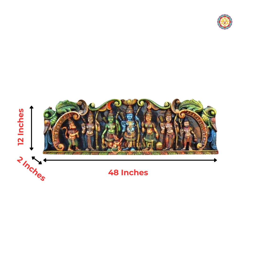 Indian wooden Ramayana decor — handcrafted temple-style wall panel.