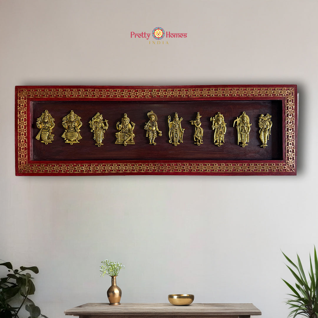 Dasavtar — Brass & Wood Panel for Heritage & Sacred Interiors