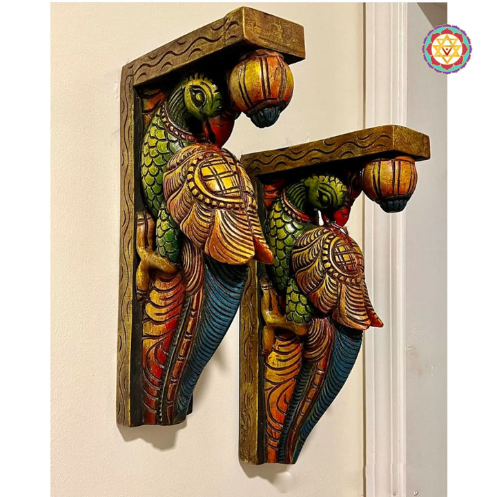 Woodcarved/ Handmade Set if Parrot wall brackets/hangings (Single)