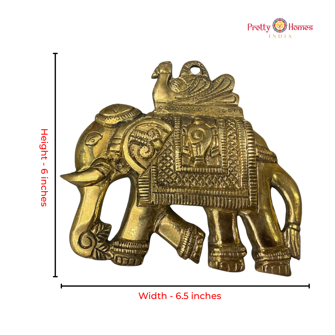 Brass Chariot Elephant Wall Hanging
