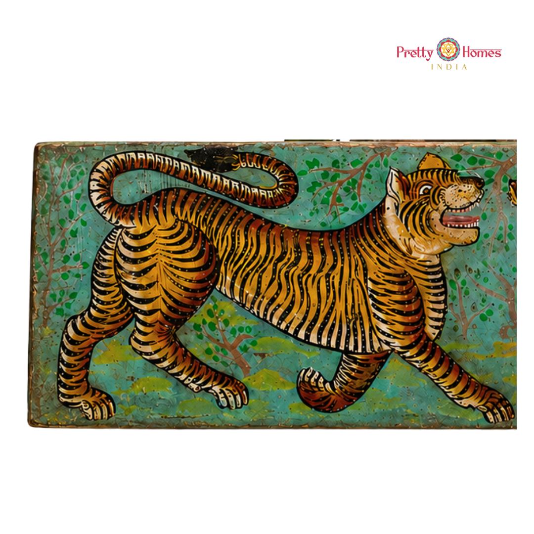 Hand-Painted Tiger Wall Hanging Panel