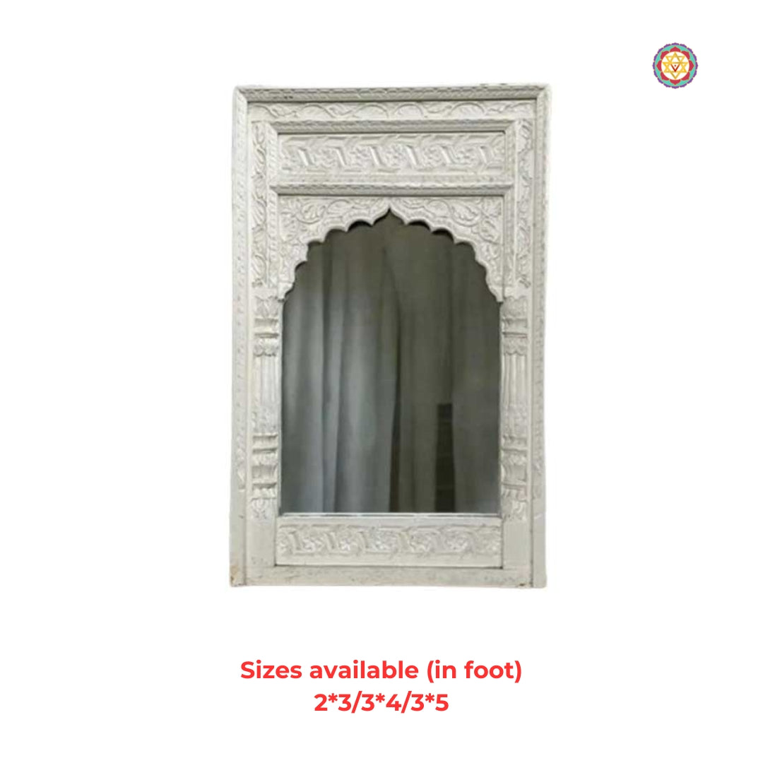 “The Gulab Jharoka“ - Handcarved Wooden Jharokha Style Mirror Frame