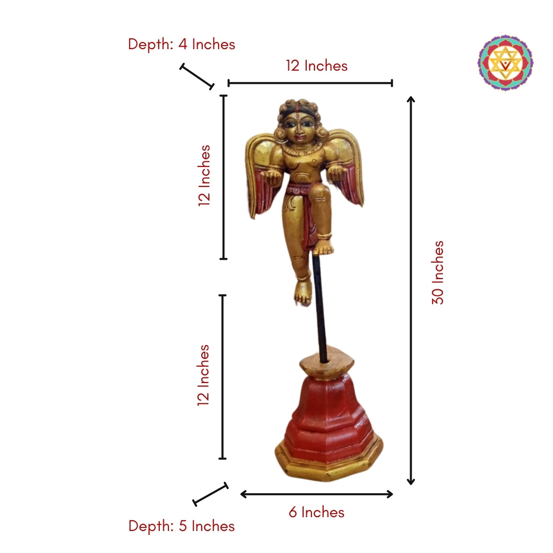 Woodcarved Indian Angels /Gandarvas Mounted on carved wooden stand .Welcoming Hands (Single)