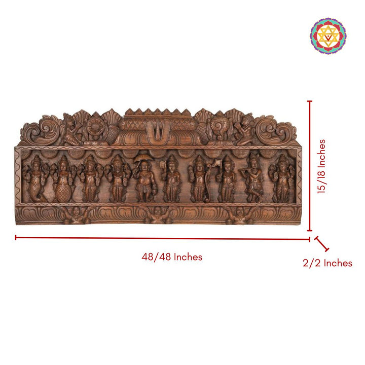 Gopuram design woodcarved dasavtaram with garuda and hanuman wall mount /wall panel