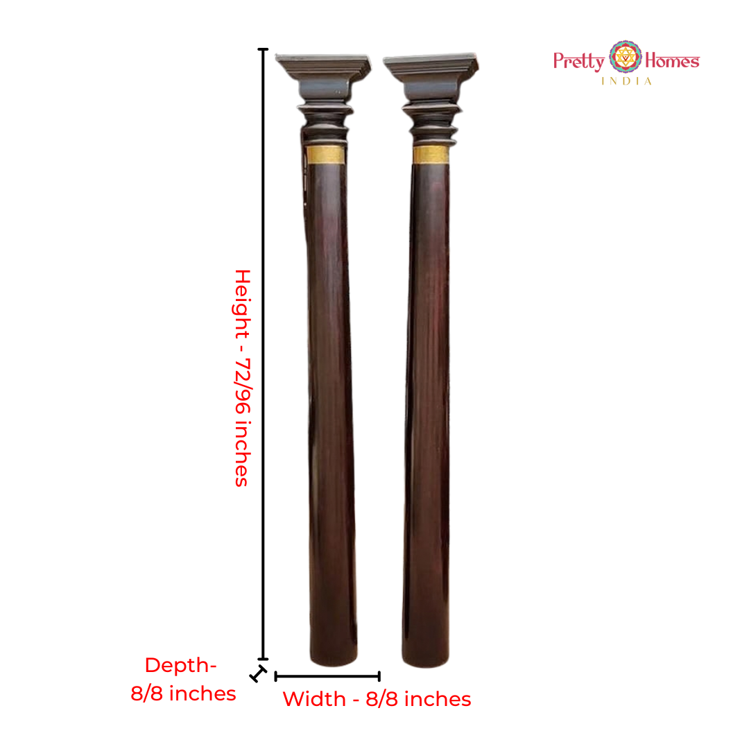Plain Woodcarved Pillars with Carved Top (Pair)