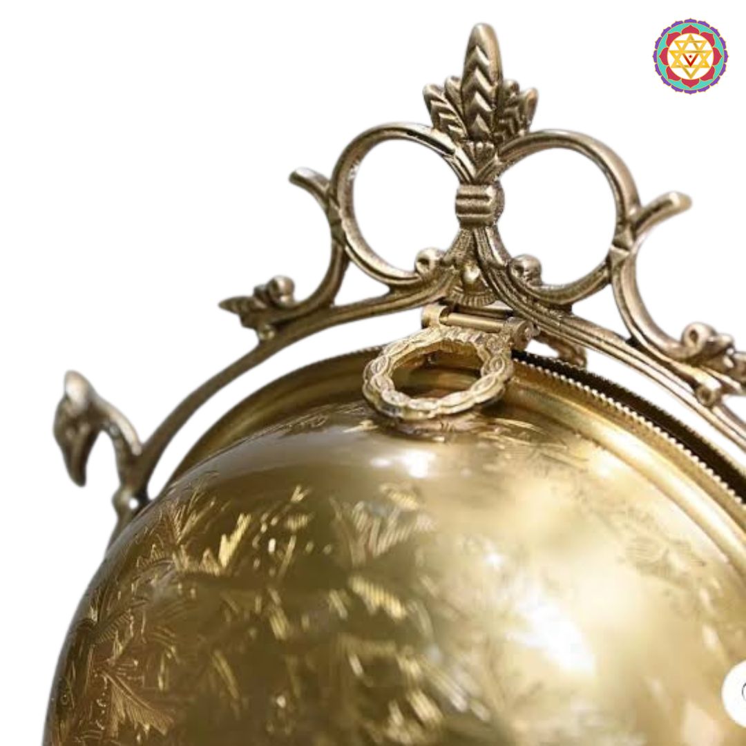 brass dry fruit holder top view highlighting polished finish