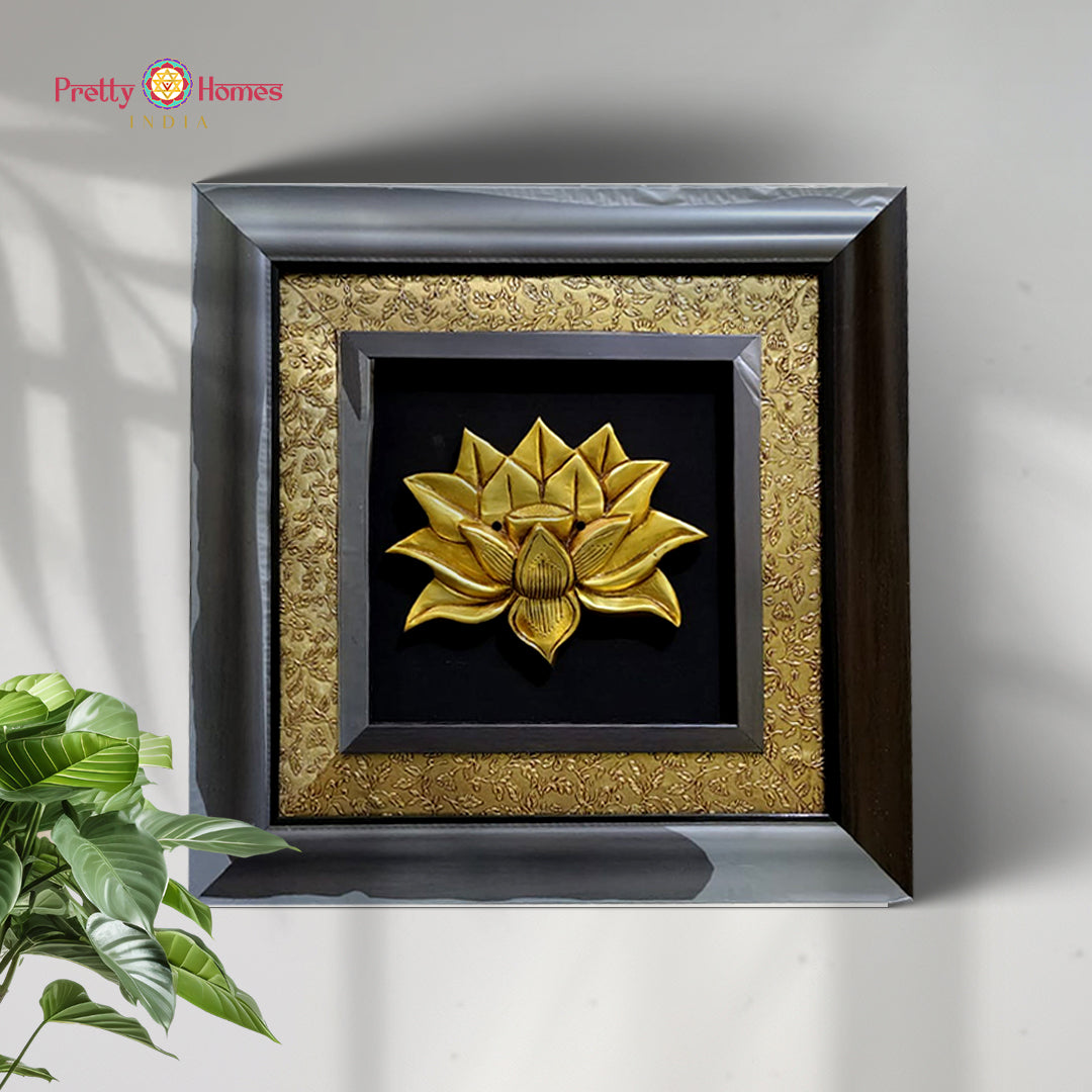 Single brass lotus wall hanging frame with elegant design