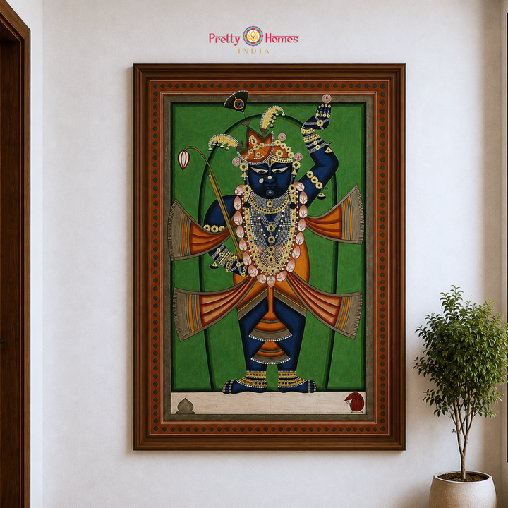 Handpainted pichwai Rustic Shrinathji Darshan