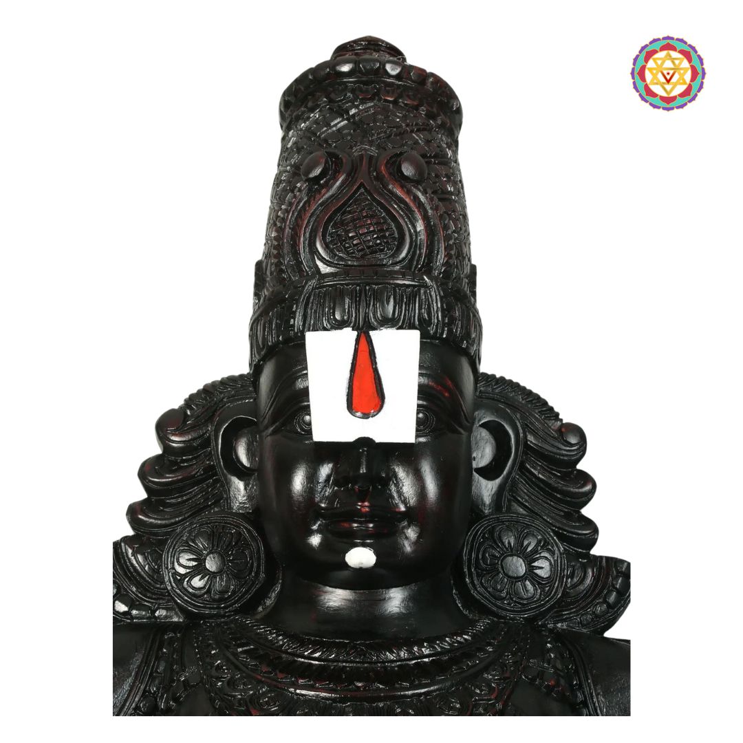 Antique finish Tirupati Balaji sculpture crafted in premium teakwood