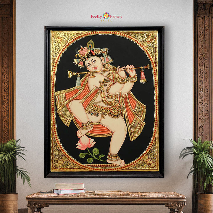 Handmade Tanjore Painting of Gajalakshmi with Real Gold Work – Auspicious Devotional Fine Art