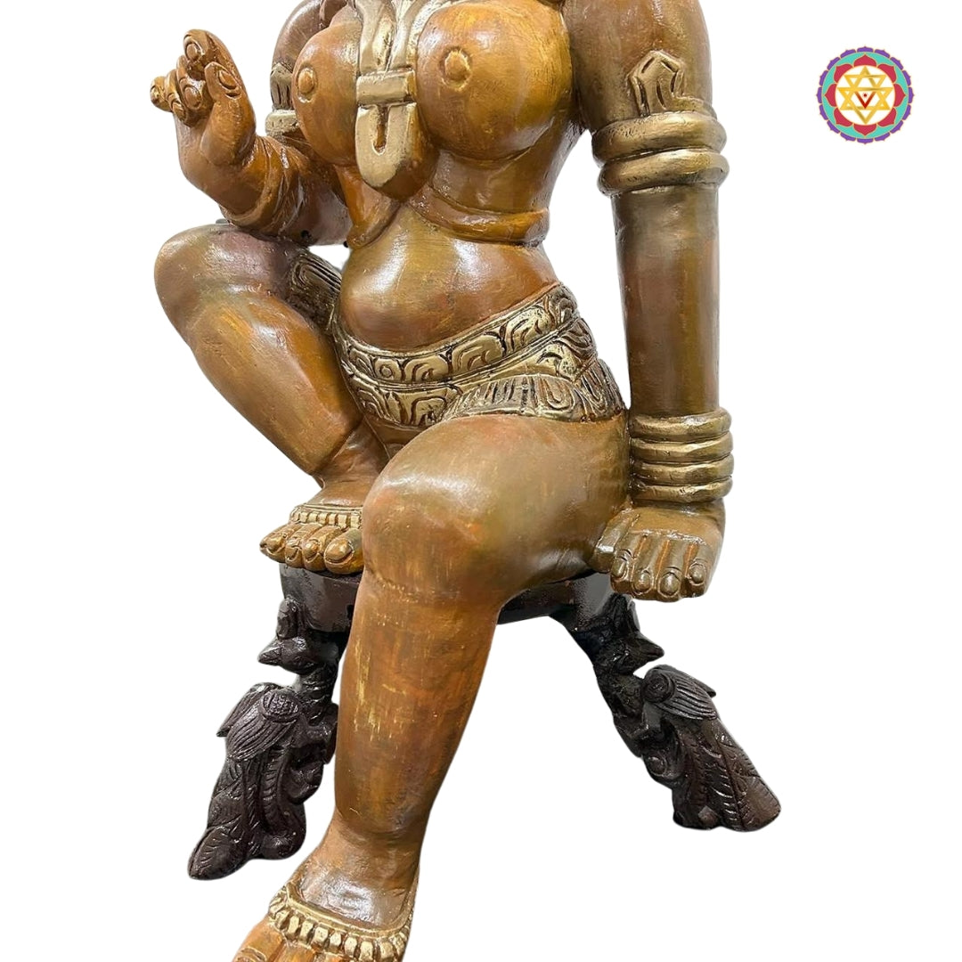 Woodcarved sitting Parvati sitting in Lalita Roop,Sculpture/Statue .