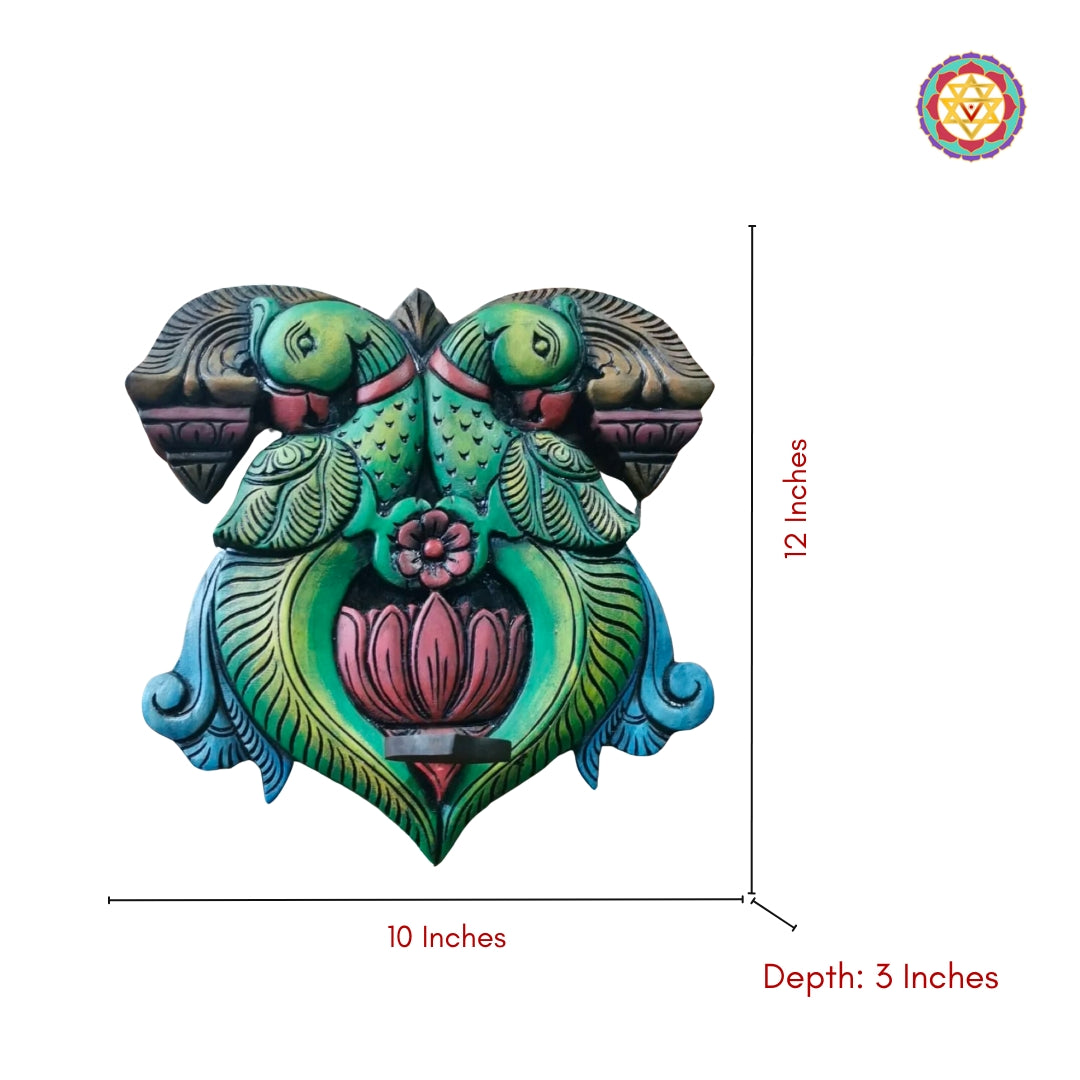 Beautiful carved Twin Parror design Deepam/Tealight Holder