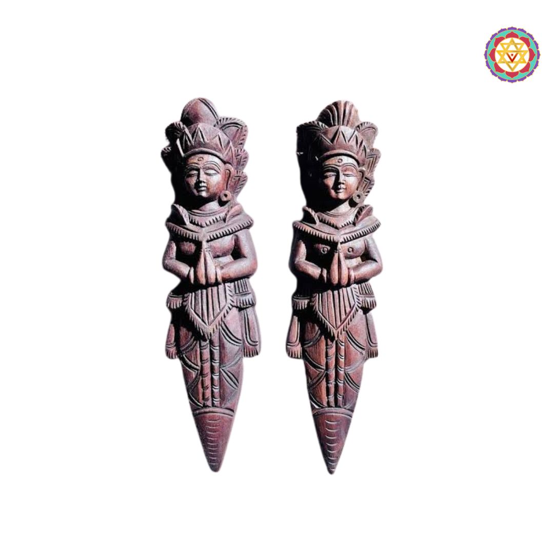 Woodcarved Ram Sita Wall Hanging | Mahogany Wood | Divine Union Art (a pair)
