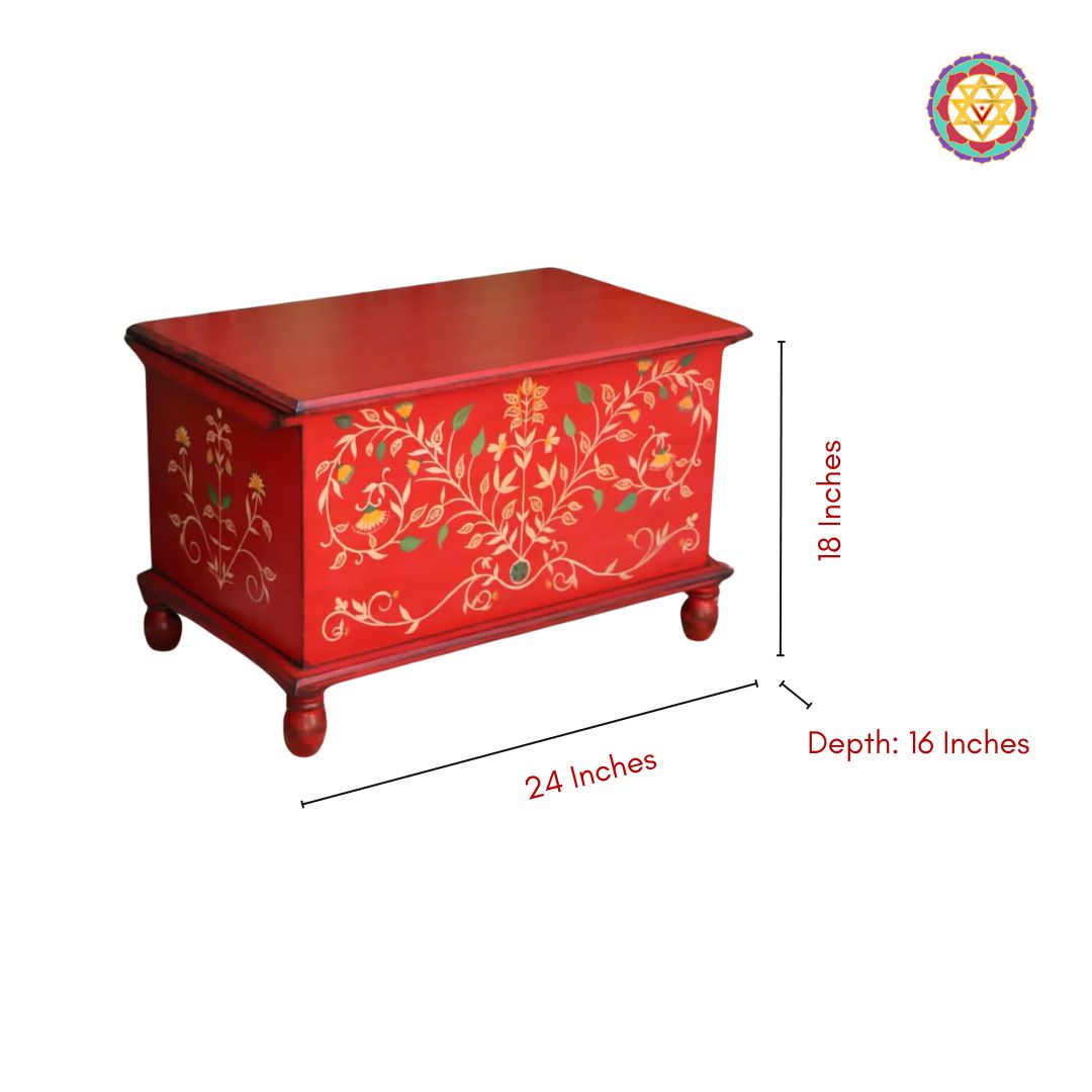 Woodcarved Hand Painted Solid Wood Storage Trunk,Wood Storage Box,Coffee Table,Living Room Furniture,Art And Decor