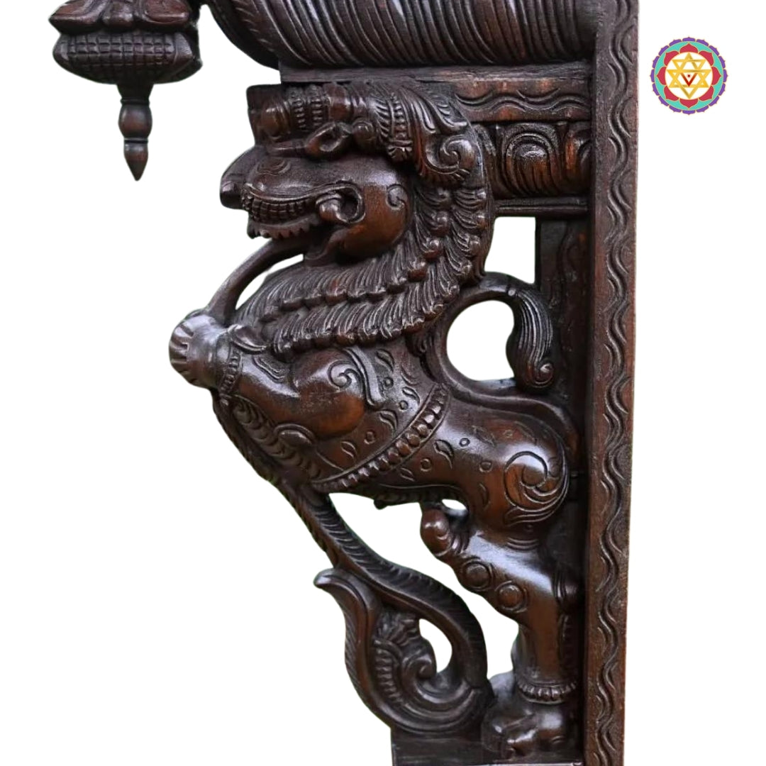 Woodcarved  Yali  / Dragon Statue Wooden Wall Bracket .Superfine finish