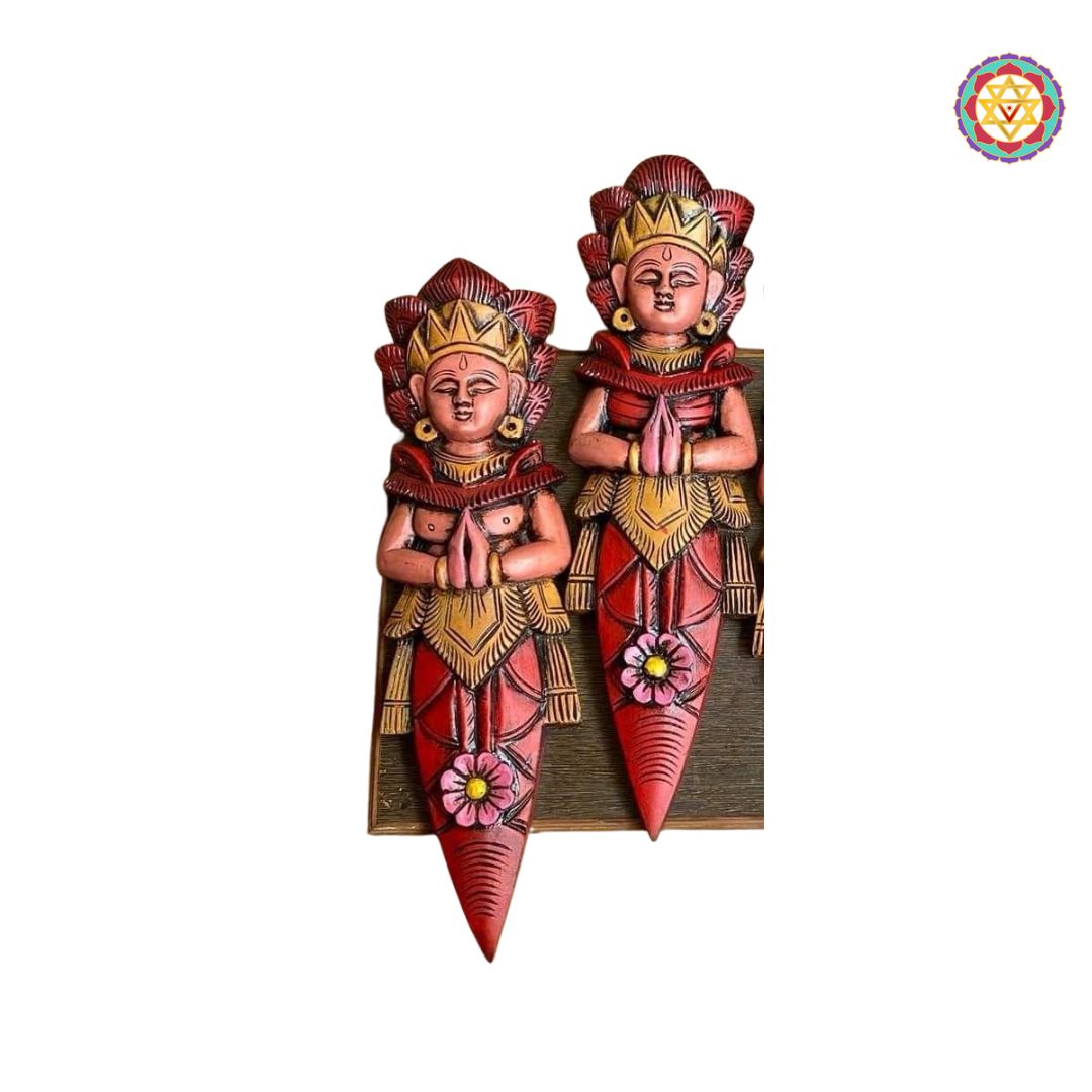 Woodcarved Ram Sita Wall Hanging | Mahogany Wood | Divine Union Art (a pair)