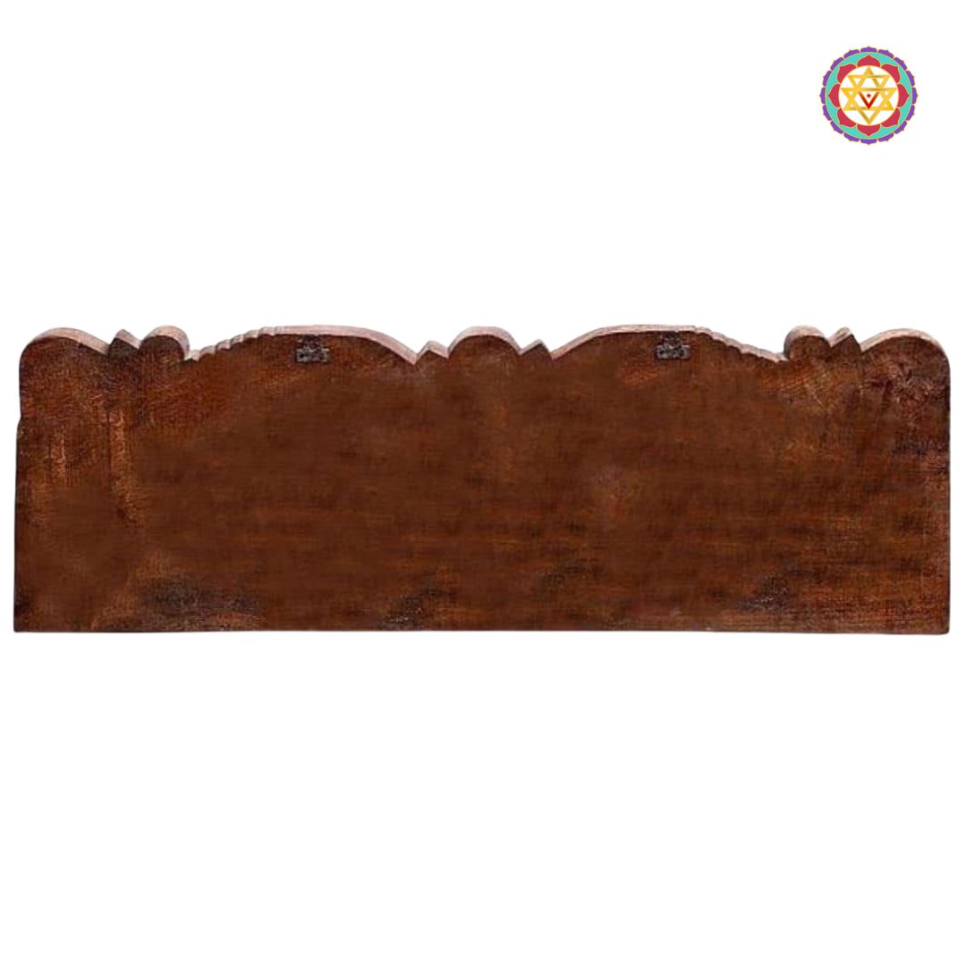 dasavtar wooden artwork close up showing textured carvings and details