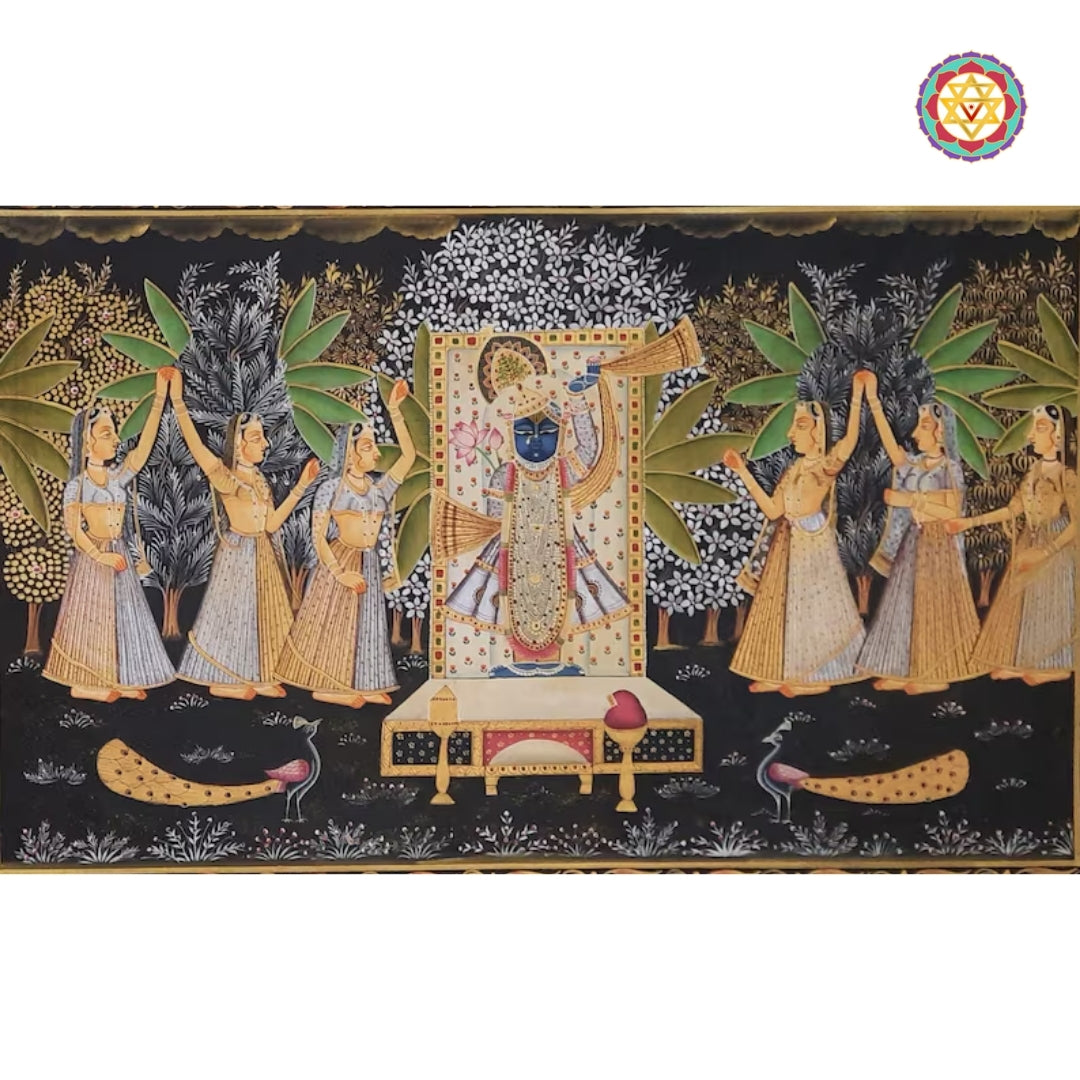 Pichwai - Shrinathji with Gopikas