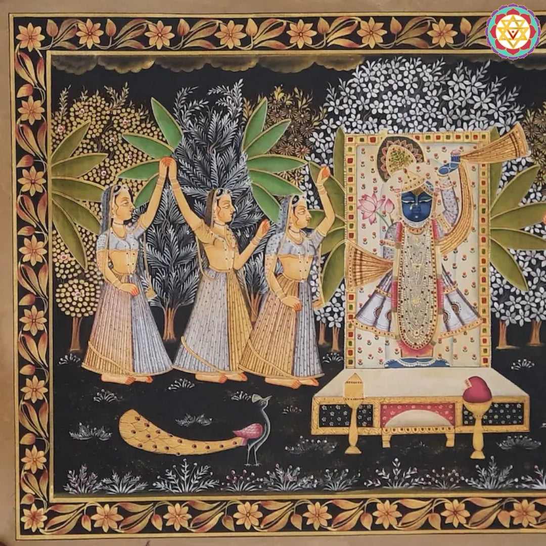 Pichwai - Shrinathji with Gopikas