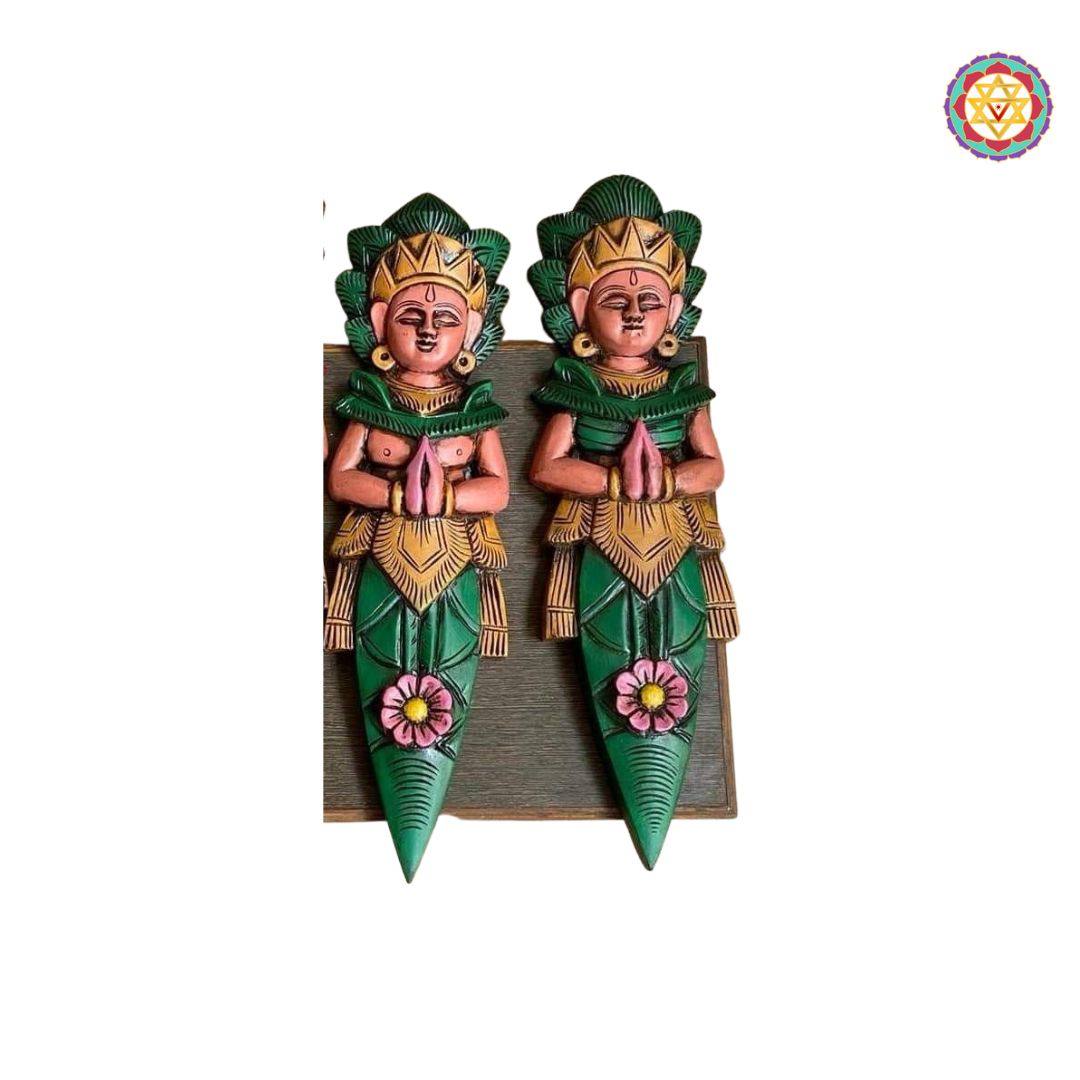 Woodcarved Ram Sita Wall Hanging | Mahogany Wood | Divine Union Art (a pair)