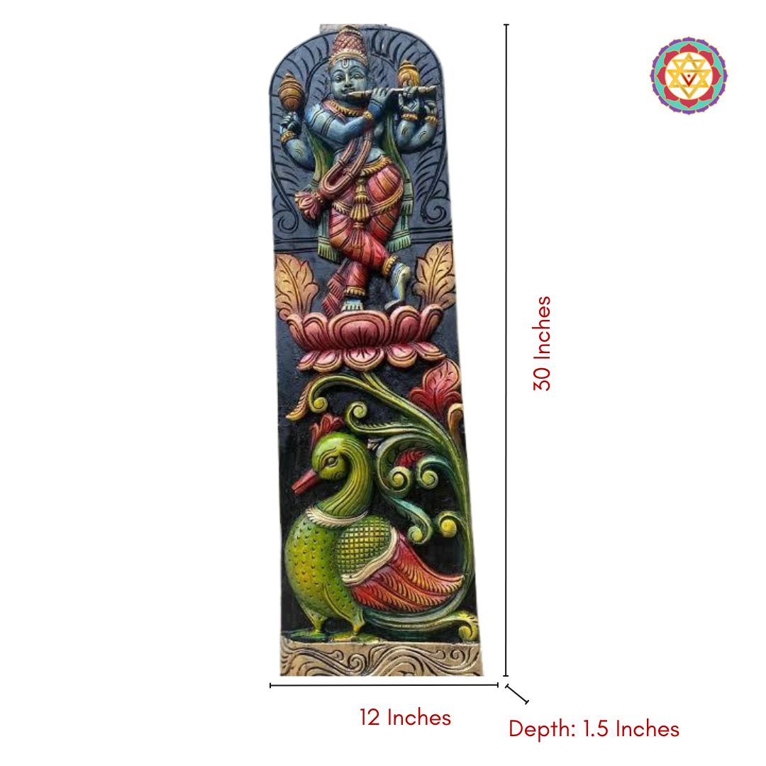 Dimensions of Krishna vertical wood wall panel – 30x12 inches