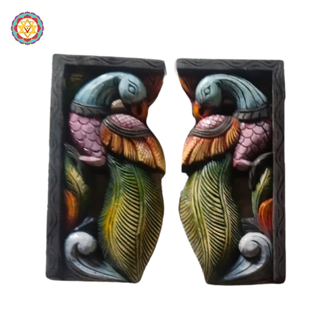 decorative lightweight parrot carving wall hanging wooden pair set