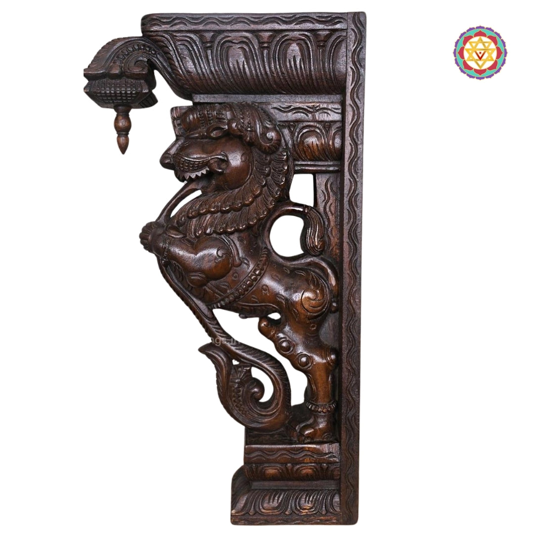 Woodcarved  Yali  / Dragon Statue Wooden Wall Bracket .Superfine finish (Single)