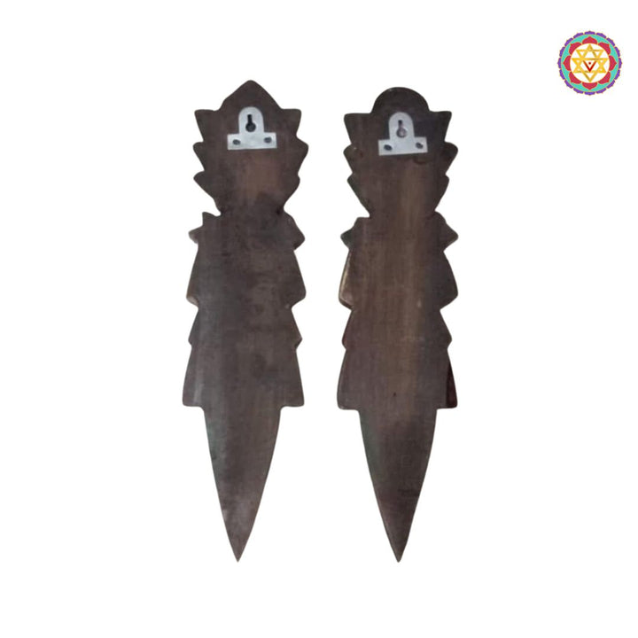 Woodcarved Ram Sita Wall Hanging | Mahogany Wood | Divine Union Art (a pair)