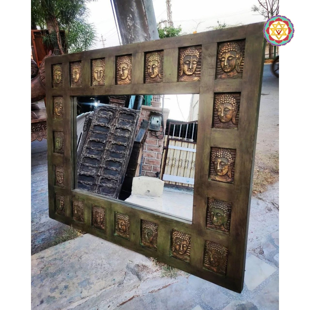 Wooden Buddha design mirror frame