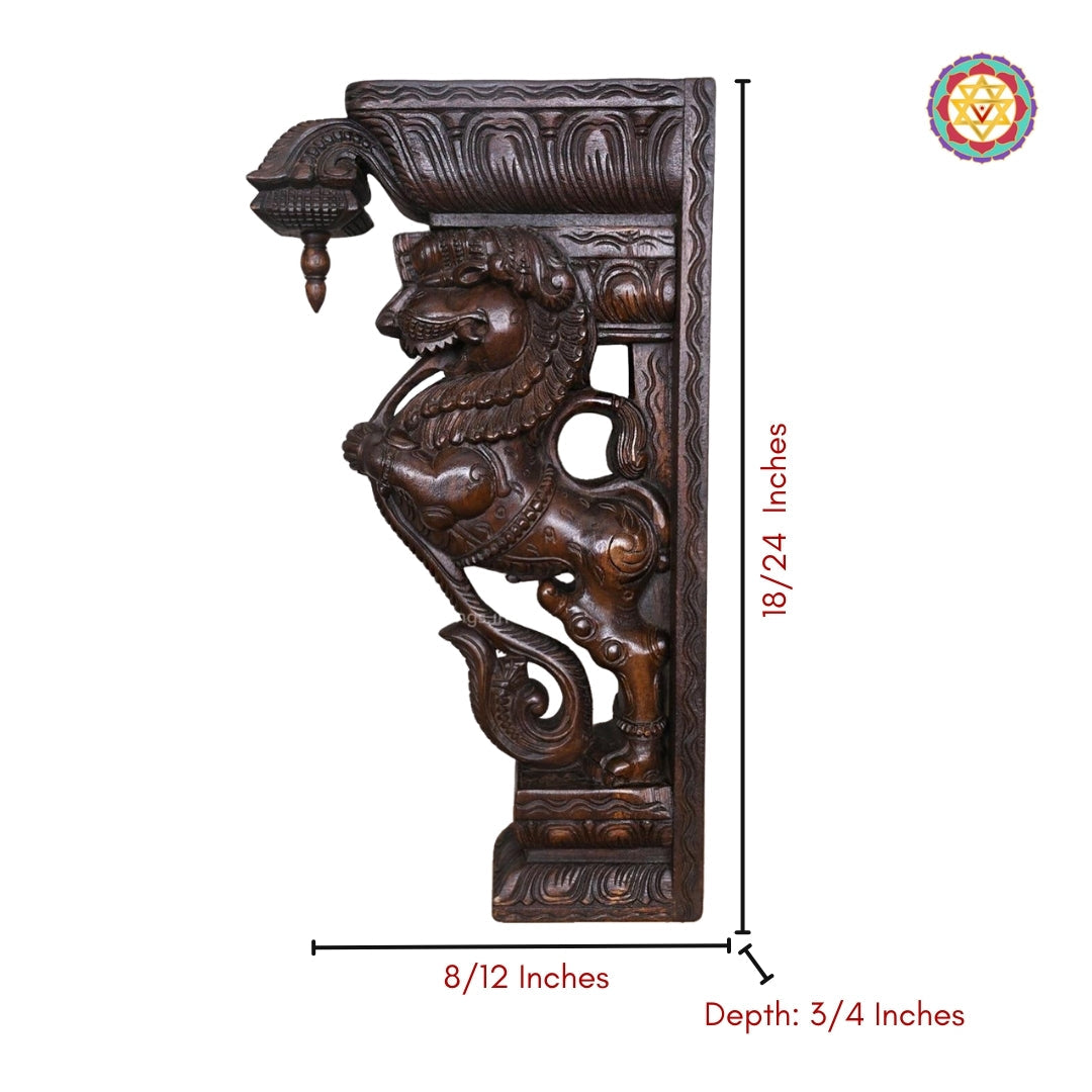 south indian yali wood carving symbolising strength and protection