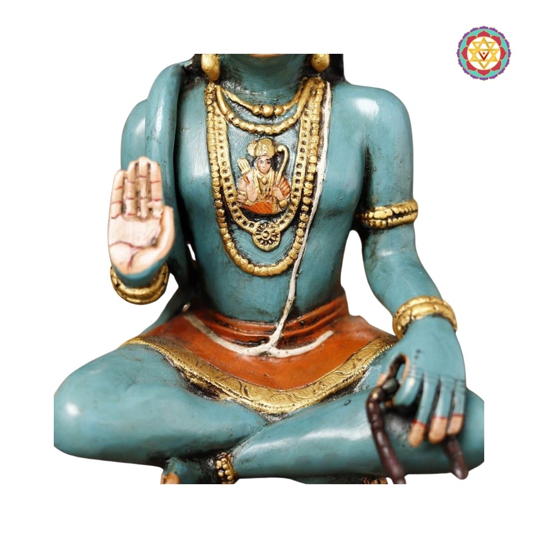 rear perspective of Hanuman idol showing intricate back carving and finish