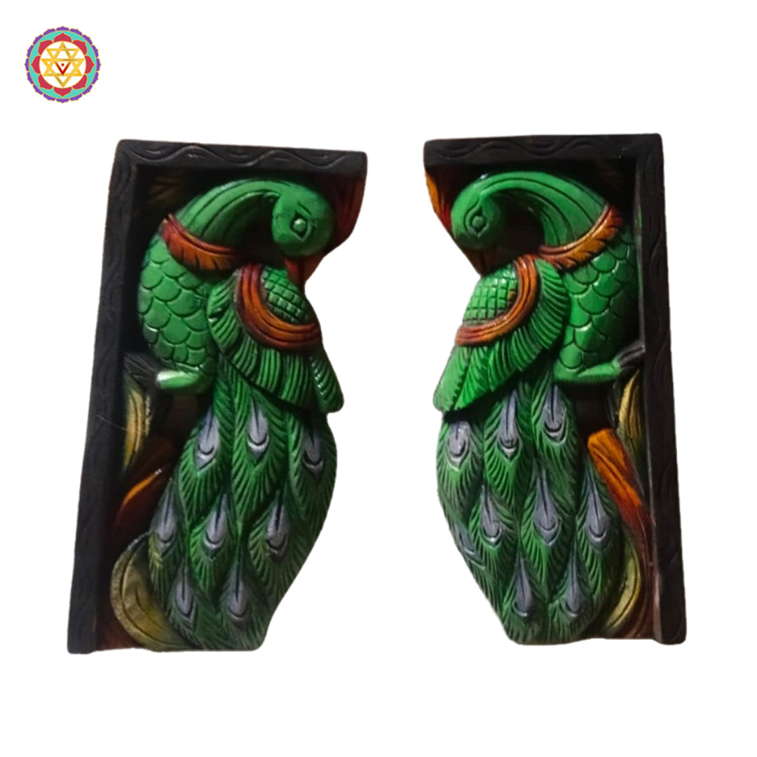 handcrafted wooden parrot wall hanging pair for indian traditional decor