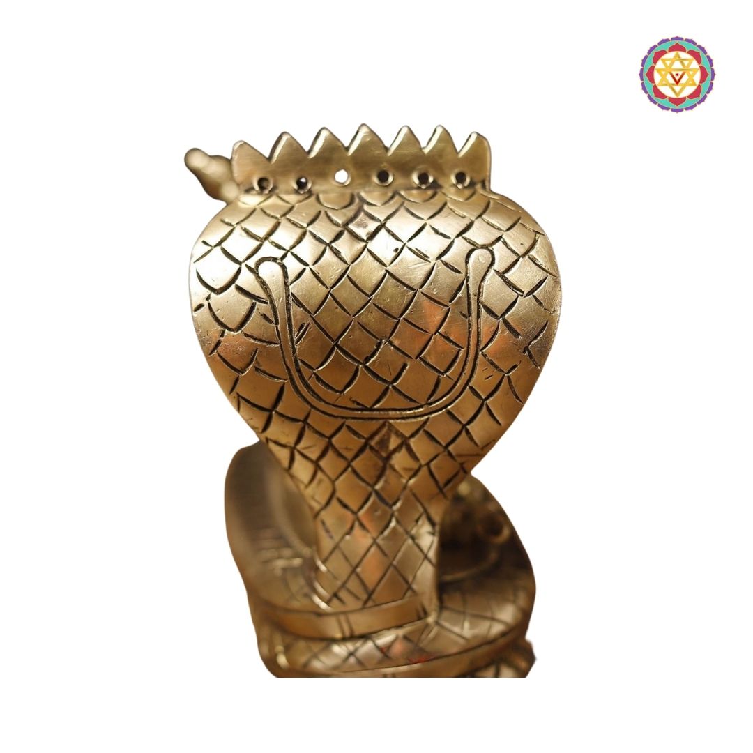 Brass Vishnu and Lakshmi Resting on Sheshnag, Smooth Gold Finish, 6”